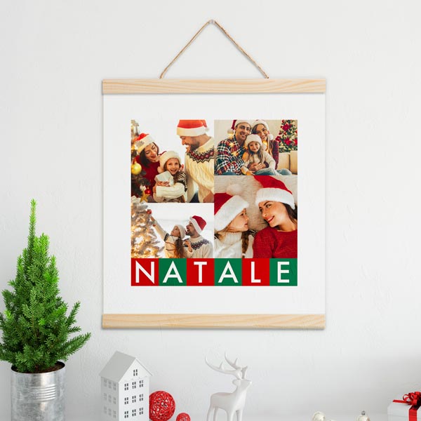 Stampa Poster Collage Natale Poster 30x30 con astine in legno